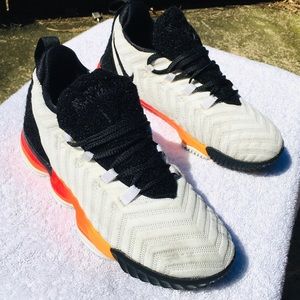 Nike Lebron XVI GS White/Laser Orange Size 3Y